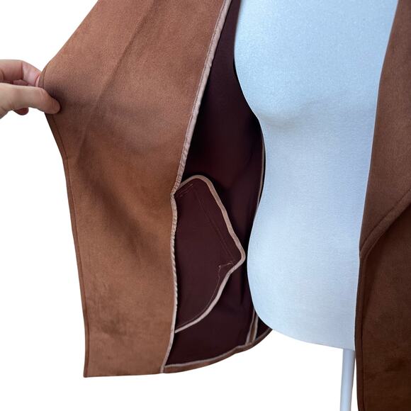 Magaschoni Faux Suede Brown Trench Coat - Size XS - Picture 9 of 10